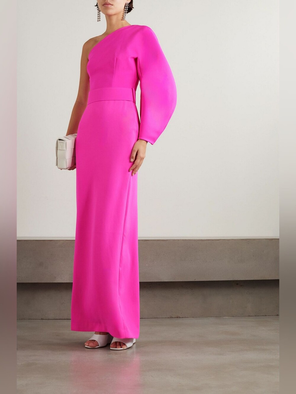 SOLACE LONDON Zaya One Sleeve Maxi Gown In Pink NWT 6.